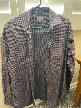 Merona Men's Burgundy and White Checked Button-Down Shirt